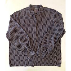 Vintage 70s 80s Dalton Blouse Size 16 All Over Geometric Square Print Secretary